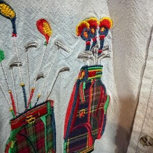 Casey‎ Coleman Embroidered Plaid Golf Bags Shirt Women's L? Long Sleeve